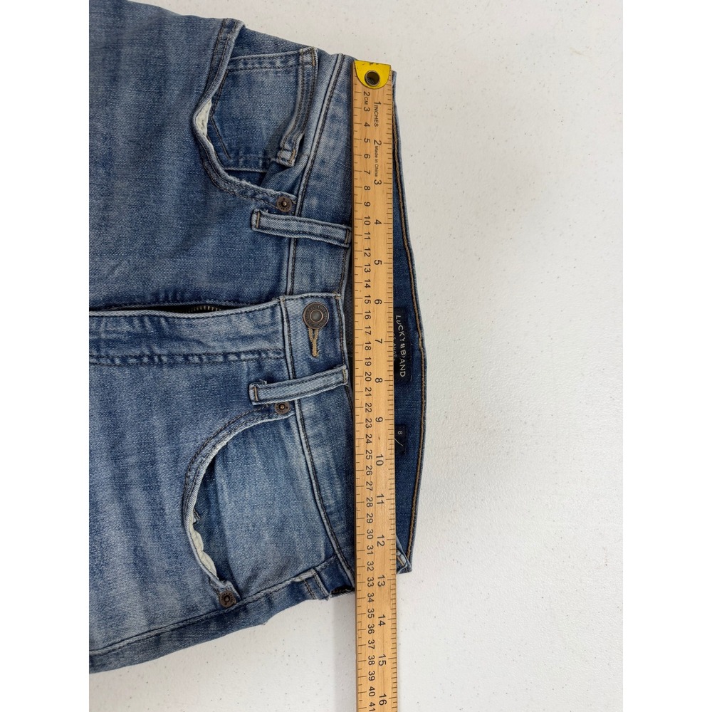 Lucky Brand High Rise Skinny Jeans Medium Wash Distressed Raw Hem Size 8/29 - Picture 4 of 8